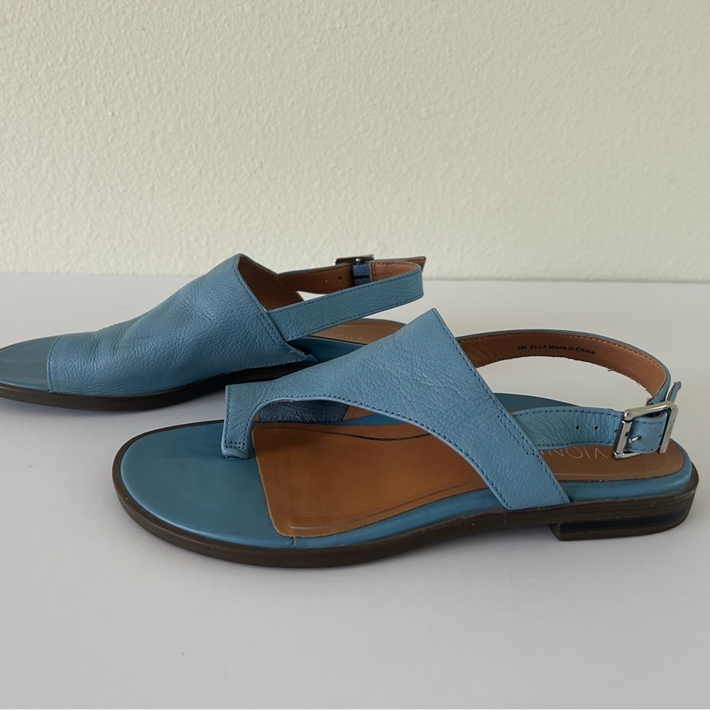 Vionic Ella Thong Sandal Shoe Leather Slingback Arch Support Ice Blue Size 5 - Picture 11 of 14